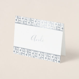 Winter Flowers Name Stationery Foil Card
