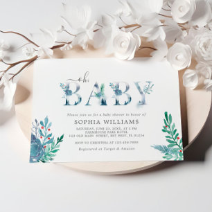 Winter Flowers Oh Baby Shower Invitation