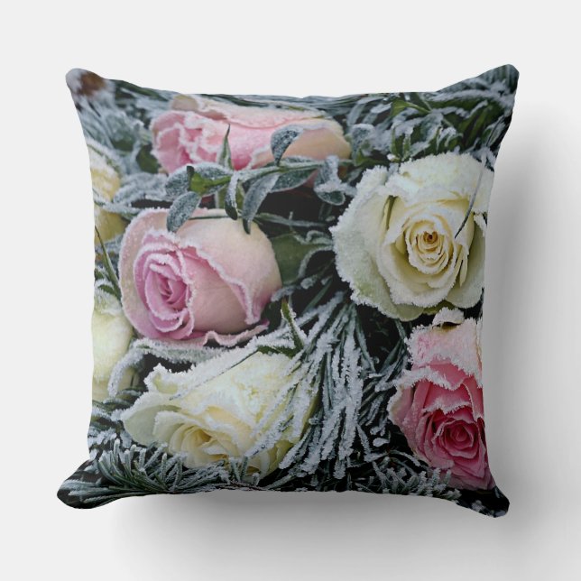 Winter Flowers Winter Roses Cushion (Front)