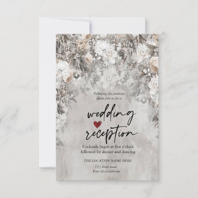 Winter Flowers Wonderland Reception  Invitation (Front)