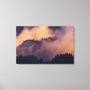 Winter fog in valley at sunset from Morton Canvas Print