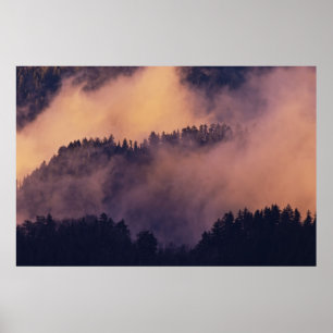 Winter fog in valley at sunset from Morton Poster