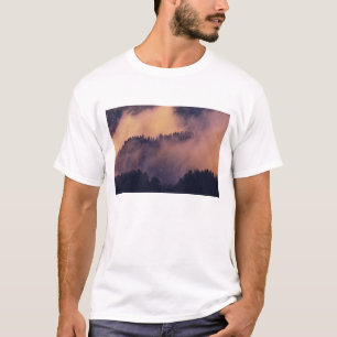 Winter fog in valley at sunset from Morton T-Shirt
