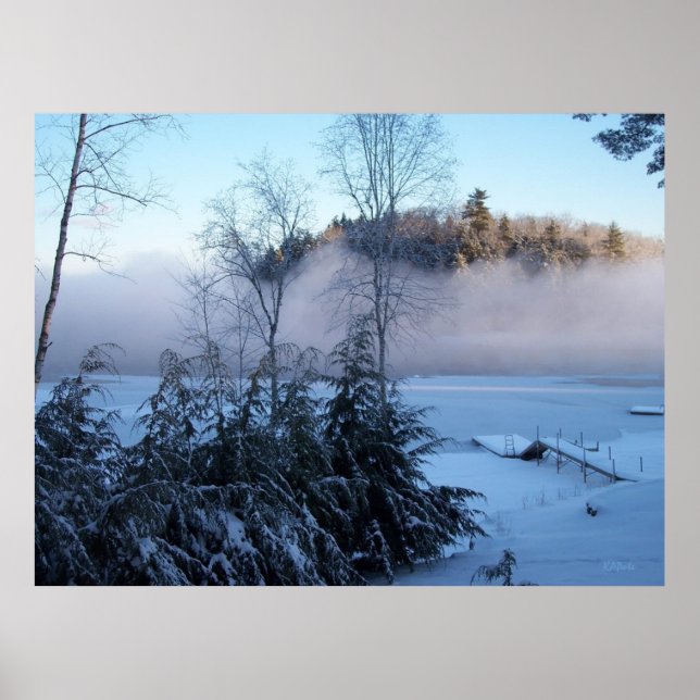 Winter Fog rolling on the Lake Poster (Front)