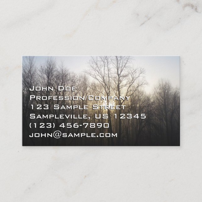 Winter Fog Sunrise Nature Photography Business Card (Front)