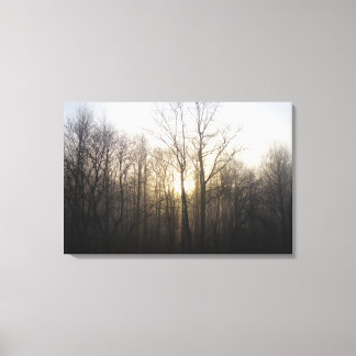 Winter Fog Sunrise Nature Photography Canvas Print