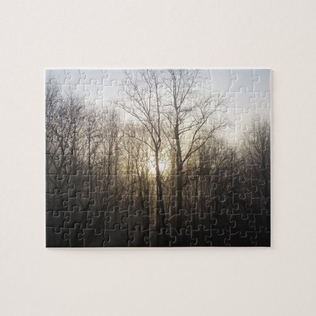 Winter Fog Sunrise Nature Photography Jigsaw Puzzle (Horizontal)