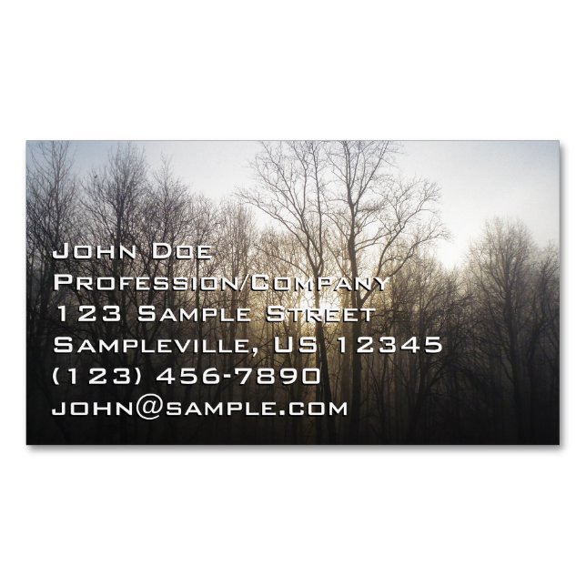 Winter Fog Sunrise Nature Photography Magnetic Business Card (Front)
