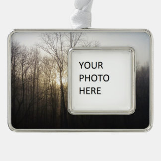 Winter Fog Sunrise Nature Photography Silver Plated Framed Ornament
