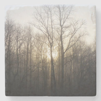 Winter Fog Sunrise Nature Photography Stone Coaster