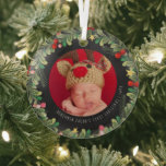 Winter Foliage | Baby's First Christmas Ornament<br><div class="desc">Whether it's your first baby or a new addition to your existing family, a baby's first Christmas is a very special time for all new parents. This ornament makes the perfect gift. Personalised with name, year and a photo framed by lush winter foliage. Add your custom wording to this design...</div>