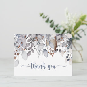 Winter Foliage, Berries Holly, Party Thank You Card