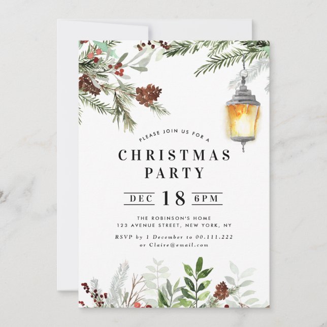 winter foliage christmas party invitation (Front)