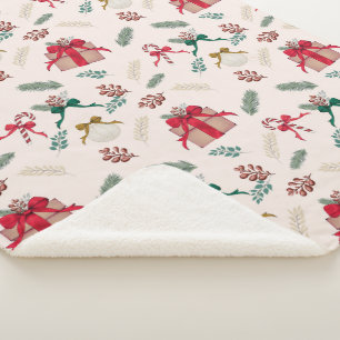 Winter Foliage Christmas Presents Sherpa Blanket