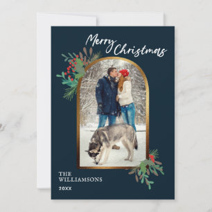Winter Foliage Custom Photo Merry Christmas  Holiday Card