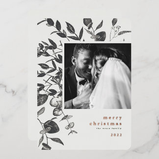 Winter Foliage Drawing Christmas Foil Photo Card