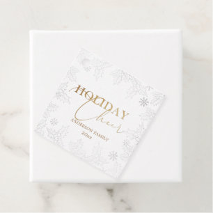 Winter Foliage Elegant Script Faux Foil Holiday Favour Tags
