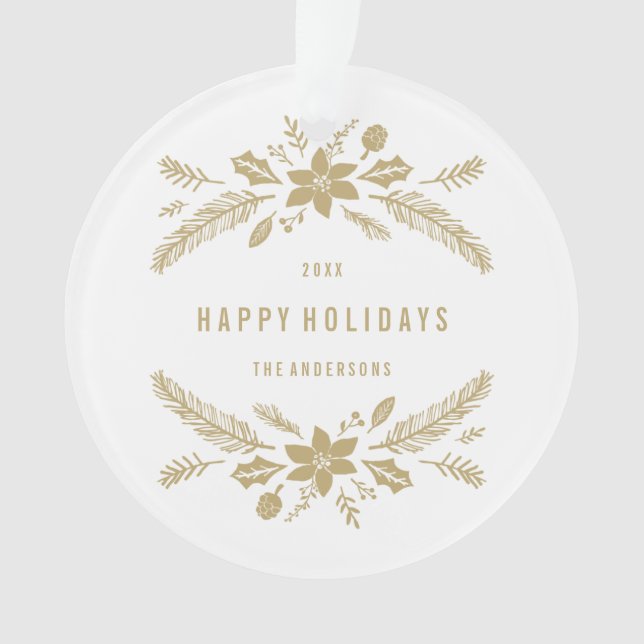 Winter Foliage Gold Ornament (Front)