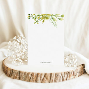 Winter Foliage Green Personalised Monogram Stationery