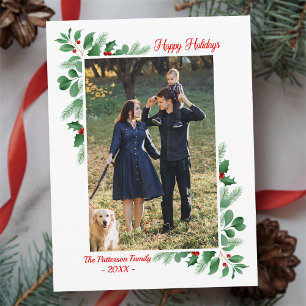 Winter Foliage Happy Holidays Photo Postcard