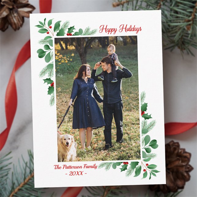 Winter Foliage Happy Holidays Photo Postcard (Creator Uploaded)