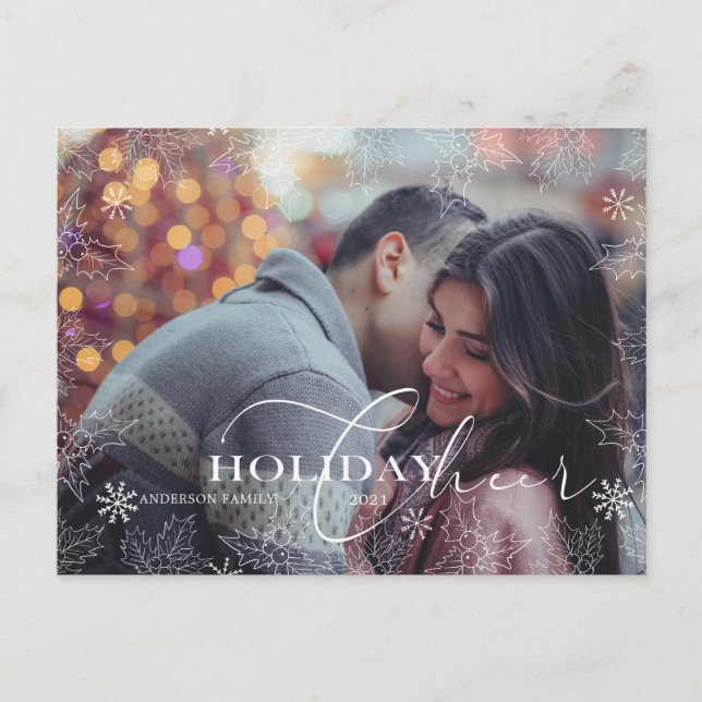 winter foliage holiday photo elegant script (Front)