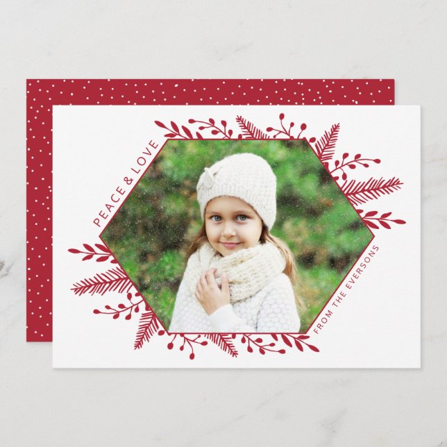 Winter Foliage Horizontal Photo Card | Red (Front/Back)