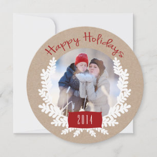 Winter Foliage Kraft Paper   Holiday Photo Card