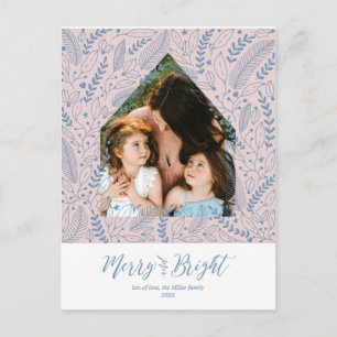 Winter Foliage Merry & Bright Holiday Photo Postcard