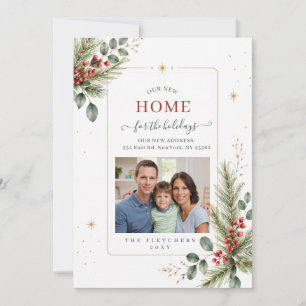 Winter Foliage New Home for Holidays Photo Moving Holiday Card