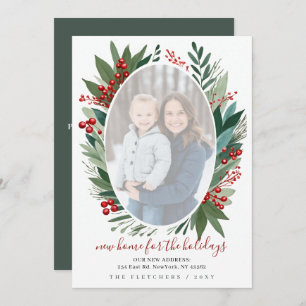 Winter Foliage New Home for Holidays Photo Moving Holiday Card