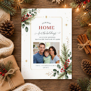 Winter Foliage New Home for Holidays Photo Moving Holiday Card