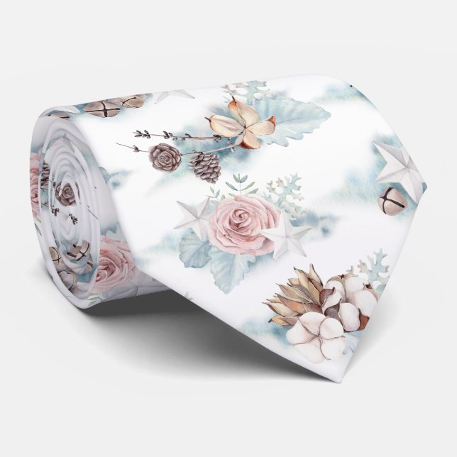 Winter Foliage Pattern Neck Tie (Rolled)