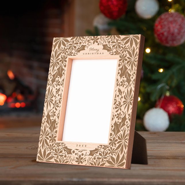 Winter Foliage Poinsettia and Holly Christmas Etched Frames (Creator Uploaded)