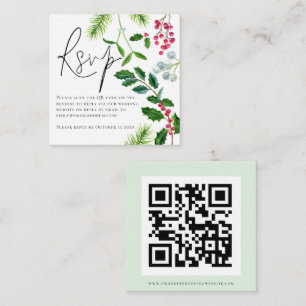 Winter Foliage QR Code Wedding RSVP Enclosure Card