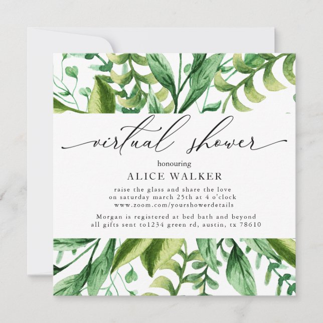 Winter Foliage virtual shower Invitation (Front)