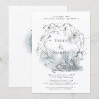 Winter Foliage Watercolor Berries Virtual Wedding