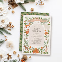 Winter Foliage Woodland Animals Baby Shower