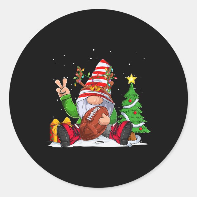 Winter Football Gnome Christmas  for Boys Kids  Classic Round Sticker (Front)