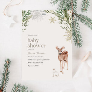 Winter Forest Animals Baby Shower  Invitation