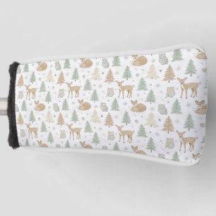 Winter Forest Animals Seamless Pattern Golf Head Cover