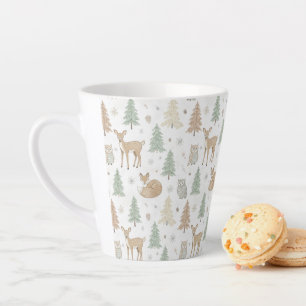 Winter Forest Animals Seamless Pattern Latte Mug