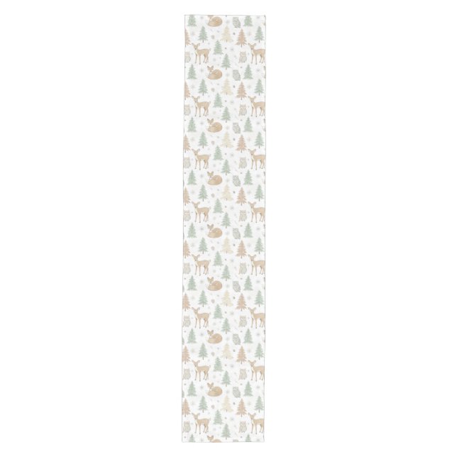 Winter Forest Animals Seamless Pattern Medium Table Runner (Front)