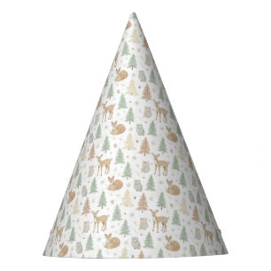 Winter Forest Animals Seamless Pattern Party Hat