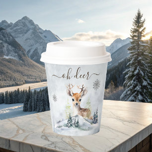 Winter Forest Baby Deer Animal Baby Shower  Paper Cups