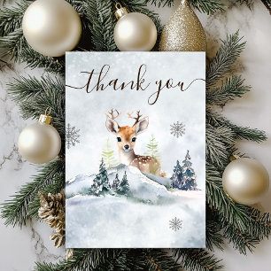 Winter Forest Baby Deer Animal Baby Shower Thank You Card