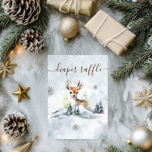 Winter Forest Baby Deer Baby Shower Diaper Raffle Enclosure Card
