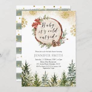 Winter Forest Baby Its Cold Outside Baby Shower Invitation