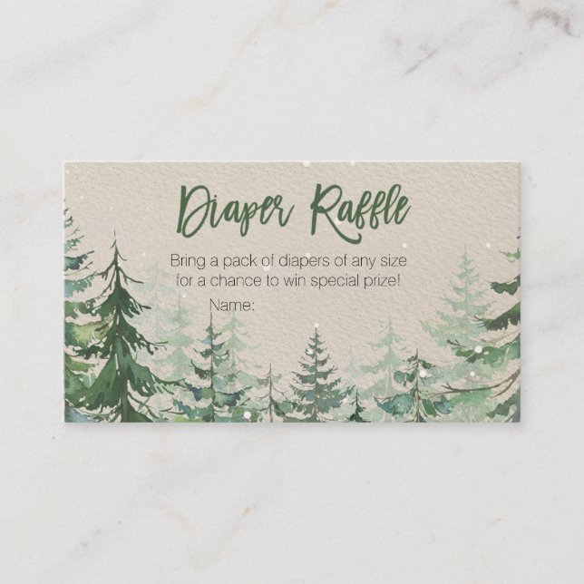 Winter Forest Baby Shower - Diaper Raffle Card (Front)
