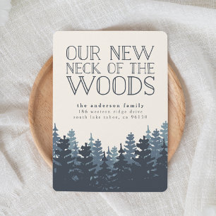 Winter Forest   Blue Pine Tree Moving Announcement